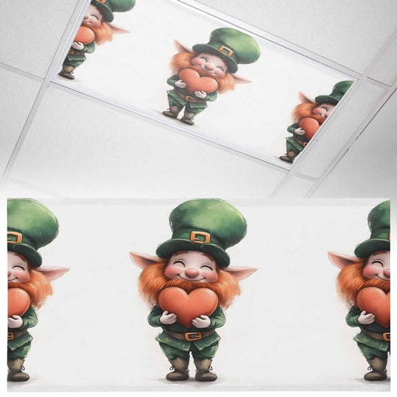 1 Pack Magnetic Fluorescent Light Covers, 2x4 Ft, St. Patrick's Day Gnome Love Heart Magnetic Light Covers for Ceiling Lights Classroom Office Home Decor