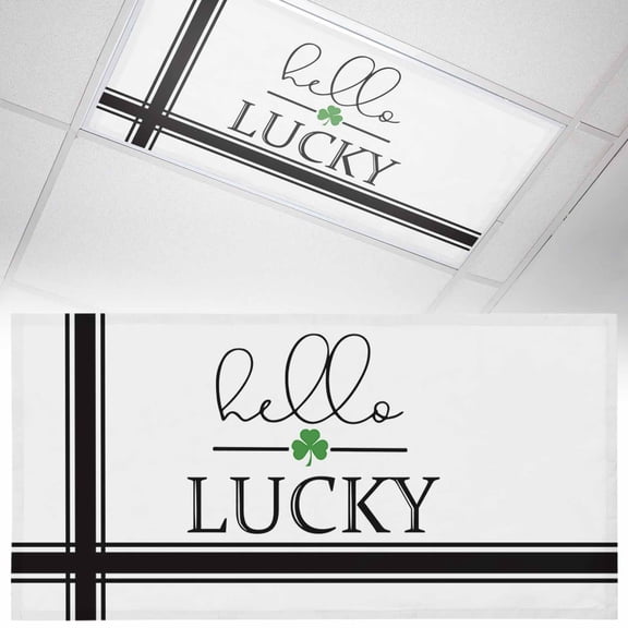 1 Pack Magnetic Fluorescent Light Covers, 2x4 Ft, St.Patrick's Day Hello Lucky Black Stripes Magnetic Light Covers for Ceiling Lights Classroom Office Home Decor