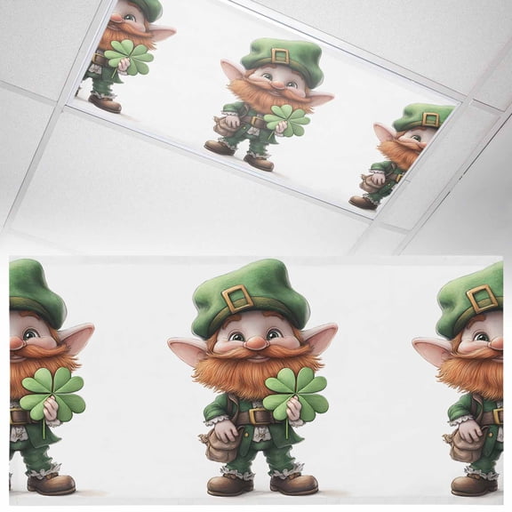 1 Pack Magnetic Fluorescent Light Covers, 2x4 Ft, St. Patrick's Day Lucky Gnome Shamrocks Magnetic Light Covers for Ceiling Lights Classroom Office Home Decor