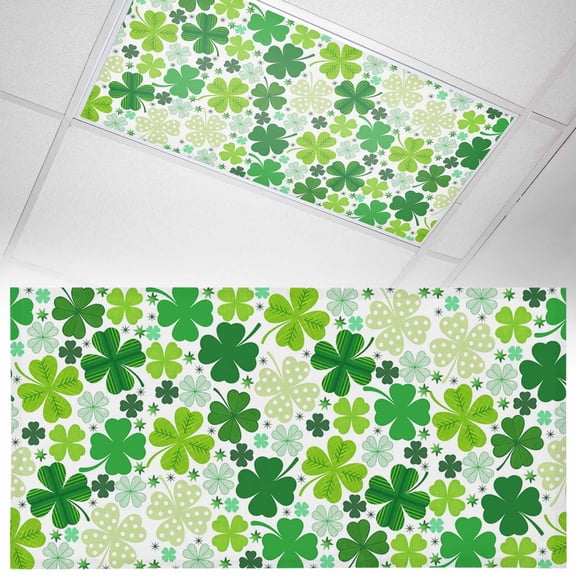 1 Pack Magnetic Fluorescent Light Covers, 2x4 Ft, St. Patrick's Day Shiny Spring Green Dots Stripes Lucky Shamrocks Magnetic Light Covers for Ceiling Lights Classroom Office Home Decor