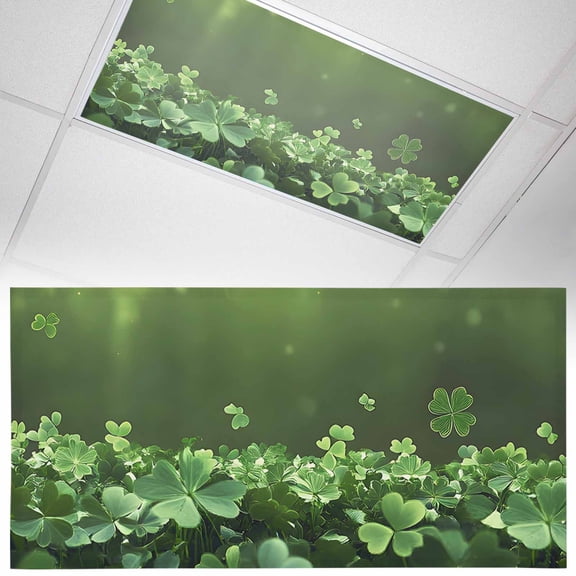 1 Pack Magnetic Fluorescent Light Covers, 2x4 Ft, St. Patrick's Day Spring Shamrocks 3D Green Leaf Spot Magnetic Light Covers for Ceiling Lights Classroom Office Home Decor