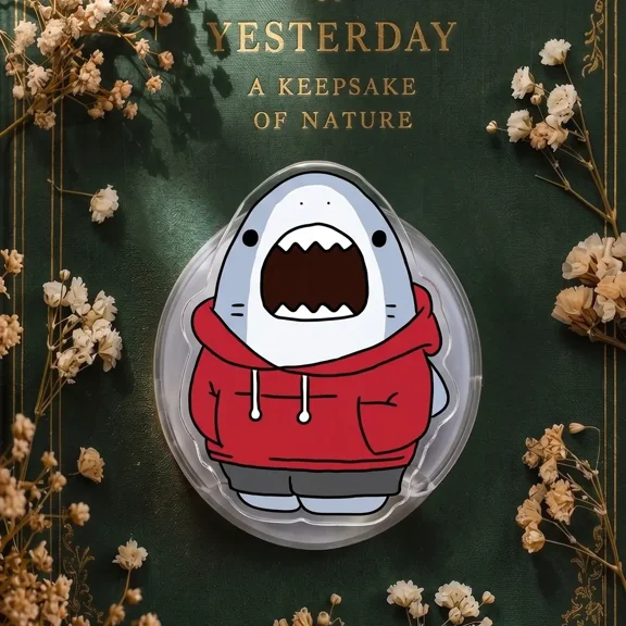 1 Pack Magnetic Phone Grip Acrylic Cute Shark Hoodie Phone Holder Stand Funny Animal Design Removable Finger Ring Grip for All Smartphones