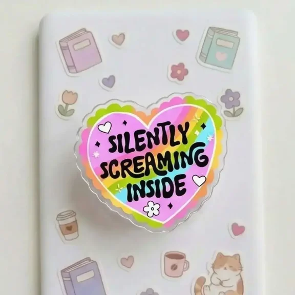 1 Pack Magnetic Phone Grip Silently Screaming Inside, Magnet Compatible Holder High-quality Print, Funny Introvert Gift Removable Magnet