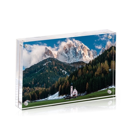 4x6 Inch Acrylic Picture Frame, 1-Pack Double Sided Magnetic Clear Picture Frame, Freestanding Acrylic Frameless Desktop Photo Frames 4x6 for Home/Office Tabletop Display
