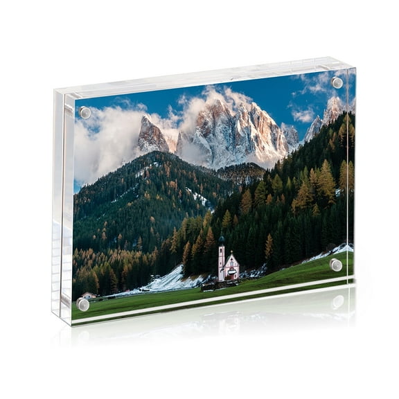 5x7 Inch Acrylic Picture Frame, 1-Pack Double Sided Magnetic Clear Picture Frame, Freestanding Acrylic Frameless Desktop Photo Frames 5x7 for Home/Office Tabletop Display