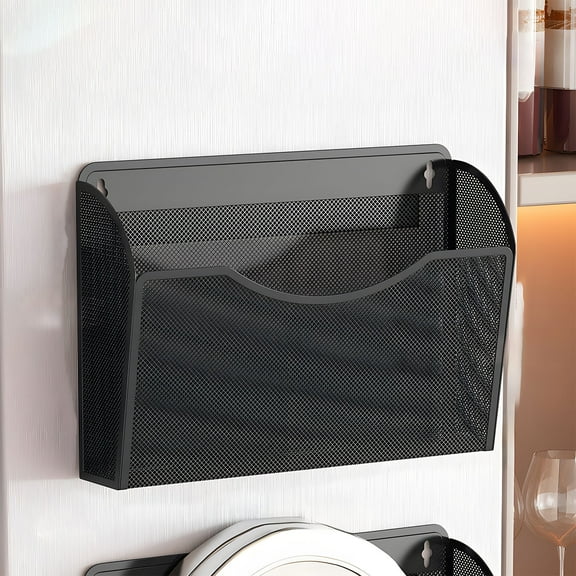 1 Pack - Magnetic Rack, Fridge Organizer Shelf, Side Wall Refrigerator Storage for Spices, Utensils or Plates, Works as Towel Holder with Hooks, Organization for Home and Kitchen