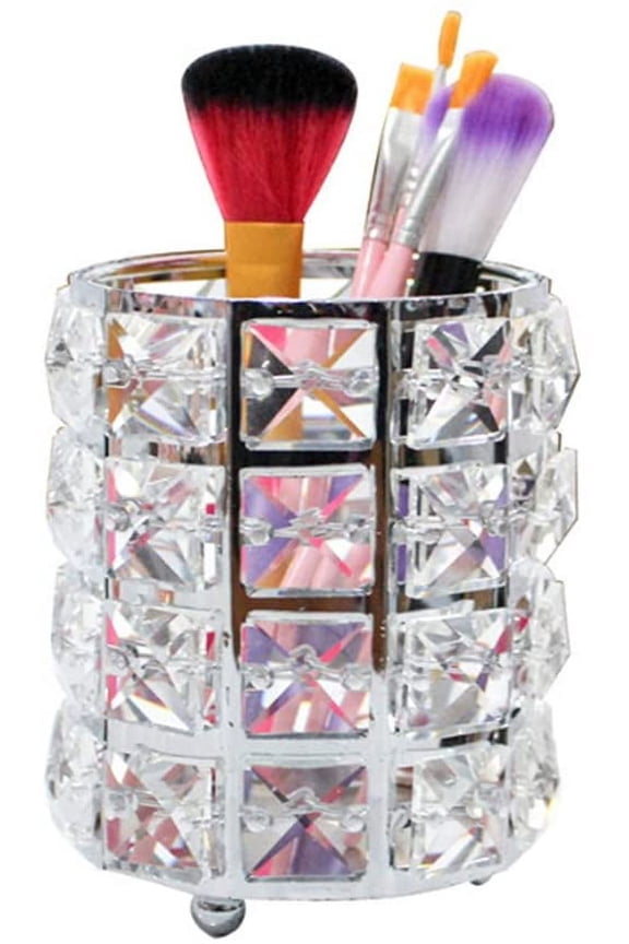 1 Pack Crystal Makeup Brush Holder Multifunctional Eyebrow Pencil Eyeliner Makeup Container Office Supplies Storage Container Exq
