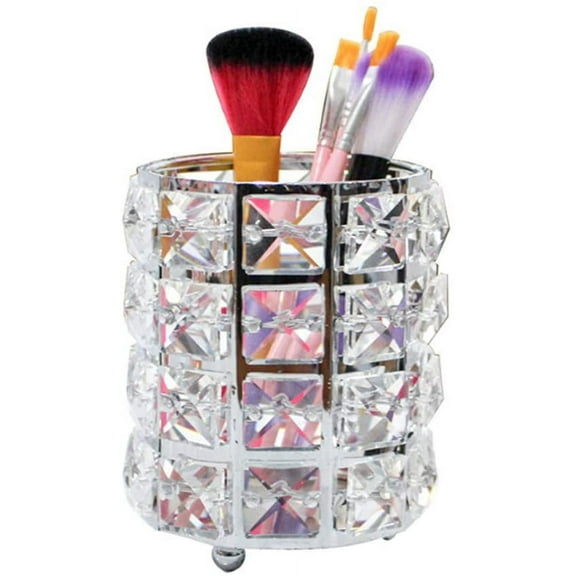 1 Pack Crystal Makeup Brush Holder Multifunctional Eyebrow Pencil Eyeliner Makeup Container Office Supplies Storage Container Exq