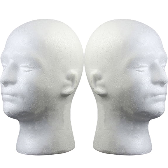 1 Pack Male Head Model Lightweight Sturdy Styrofoam Durable Foam Wig Hat Headphones Stand for Exhibition