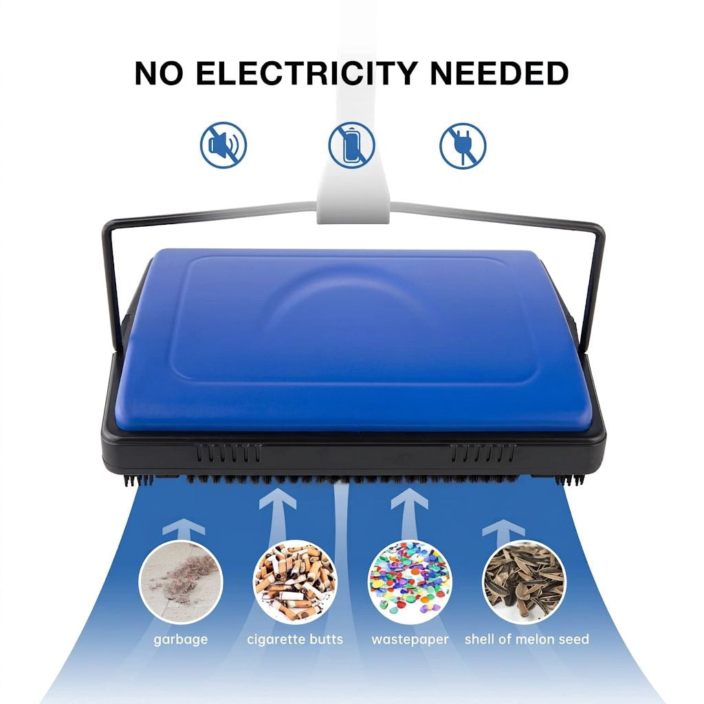 Cleanning Hand Sign 1 Pack Manual Carpet Sweeper, Hand Push Non-Electric Cleaner for Low ...