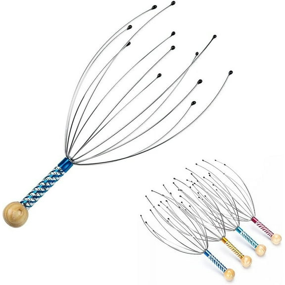1 Pack Manual Scalp Massage Claws, Wooden Handles, Steel Wire Head Massager, Home Massage Relax - Massage The Acupuncture Points on The Head or Body