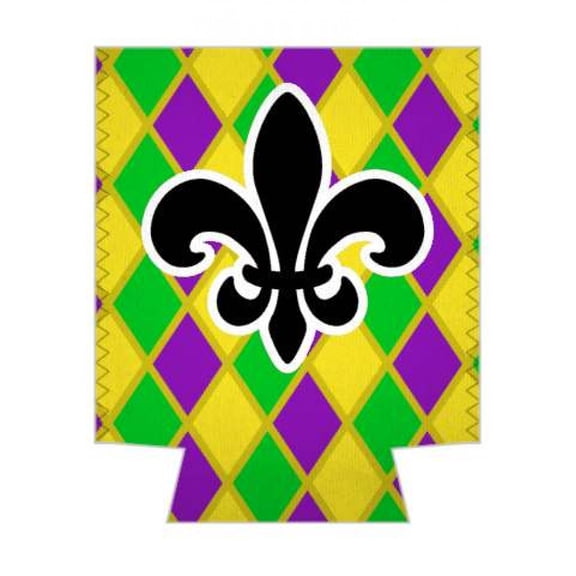1 Pack - Mardi Gras Fleur De Lis Drink Cooler Sleeve
