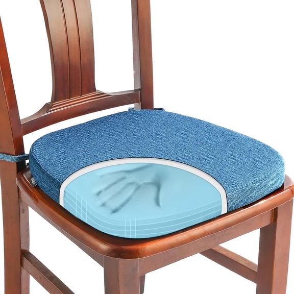 1 Pack Memory Foam Chair Cushions for Dining Chair, Friendly Woven Fabric 16" U-Shape Comfortable Kitchen Chair Pad, Removable Slip Resistant Seat Cushion (1 Piece, Blue)