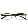 thumbnail image 1 of 1 Pack Mens Rectangle Half Frame Reading Glasses Blue Light Blocking Black Spring Hinge Readers +3.00, 1 of 5