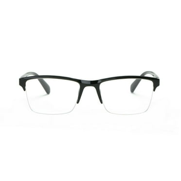 1 Pack Mens Womens Unisex Square Half Frame Reading Glasses Black Spring Hinge Readers +1.00
