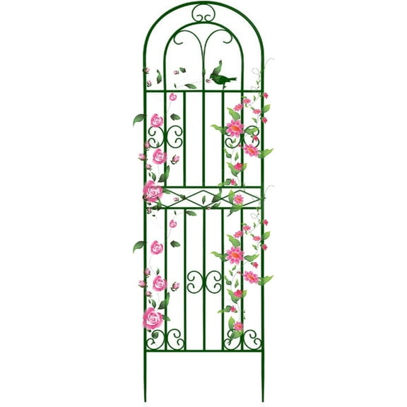 1 Pack Metal Garden Trellis with Black Coating, Iron Lattice Grid Panel for Climbing Plants Outdoor for Clematis Vine Jasmine Vegetables Fruits Support (Color : Green, Size : 200cm/79in)