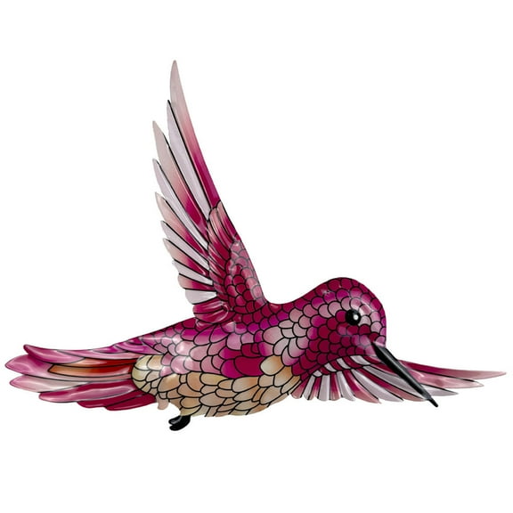1 Pack Metal Hummingbird Wall Art Decor Iron 3D Hummingbird Outdoor Wall Sculpture Outdoor Garden Fence Hanging Decor Colorful Bird Wall Art Decorations with nails for Patio Living Room Bedroom Red