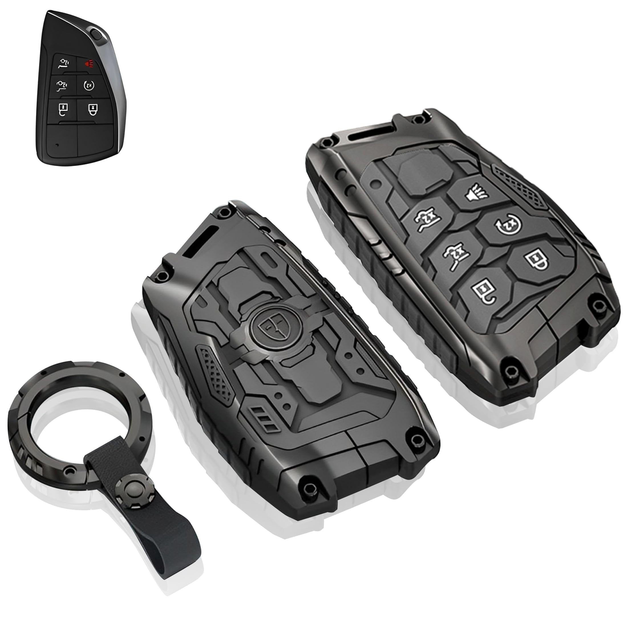 LEERLY Key Fob Cover For Buick Encore, Enclave, Envision, Lacrosse, Regal - Black TPU Case With Keychain - View #9