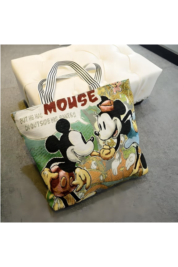 1 Pack Mickey Canvas Tote Bags, Lightweight Medium Reusable Grocery Shopping Cloth Bags, Suitable for DIY, Advertising, Promotion, Gift, Activity