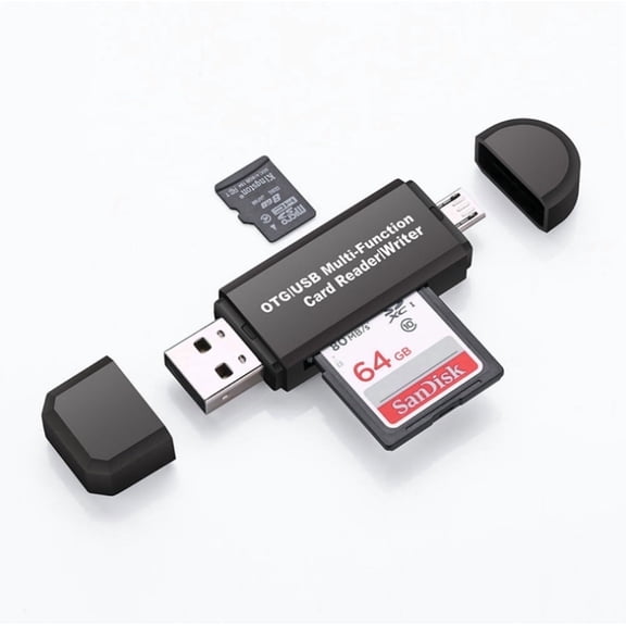 1-Pack Micro USB OTG Adapter to USB 2.0 + SD/TF Card Reader, 2-in-1 Micro USB OTG Reader for Android Phones Tablets, USB Host Connector TIKA