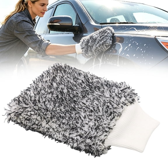 1 Pack Microfiber Car Wash Mitt, Ultra Soft Plush Washing Glove, Lint & Scratch Free Auto Cleaning Tool for Car, Truck, SUV, Motorcycle, RV & Boat Detailing, Black