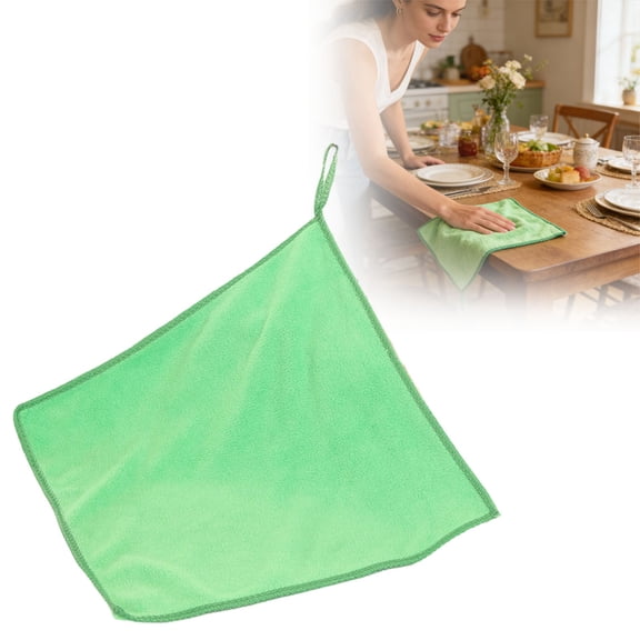 1 Pack Microfiber Cleaning Cloth, Grease Free Kitchen Towels, New Microfiber Rags, Dishcloths for Washing Dishes, Reuseable Cleaning Cloths, for Car, Kitchen and Window 11.8 * 11.8 inch (Green)