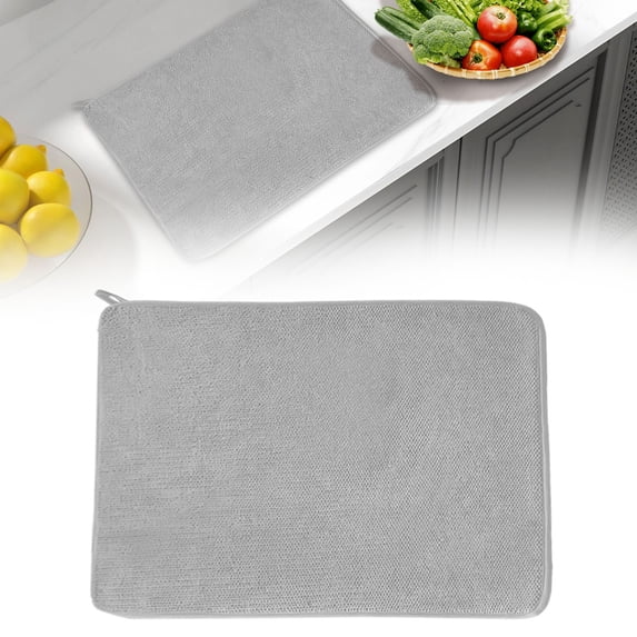 1 Pack Microfiber Dish Drying Mat, Highly Absorbent Dish Drainer Mat,Kitchen Counter Quick Dry Pads for Under Sink,Coffee Rack,Super Absorbent Machine Washable Reusable Hanging Loop,Grey1,11.8x15.7"