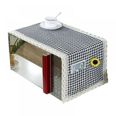 1 Pack Microwave Oven Cover Dustproof Cotton Machine Protector Decorative Kitchen Appliance Cover with Side Storage Pockets 13.7x19.3inches