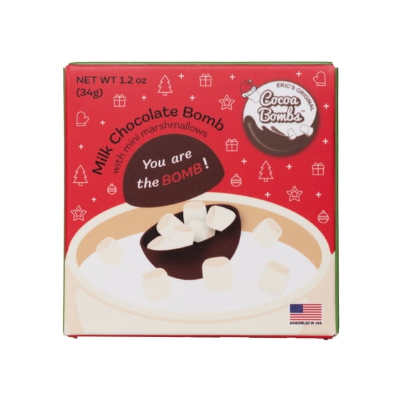 1 Pack Milk Chocolate Cocoa Bombs - "You Are The Bomb" Holiday Edition