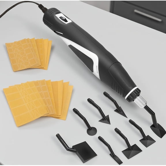 1-Pack Mini Pen Sander, 12V Electric Reciprocating Detail Sander with 8 Sanding Heads and 18 Sheets, 4-Speed 5000-10000 SPM