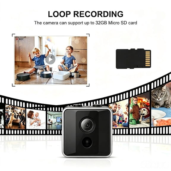 1 Pack Mini Portable Camera 1080P Wireless Small Body Camera with Night Motion Detection for Home Indoor Outdoor Security No WiFi Needed