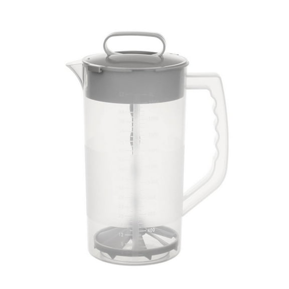 1 Pack Mixing Pitcher for Drinks 68oz Plastic Water Pitcher with Lid，Beverage Container, Lemonade Pitcher, Easy-Mix Juice Container，Angled Plastic Blades and Adjustable Mixer Plunger for Juice, Tea