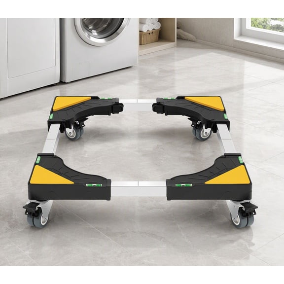 1 Pack Mobile Roller with 4 Locking Wheels, Adjustable 16 to 24-3/8 Inch Stand for Portable Washing Machine, Dryer, Refrigerator, Mini Fridge