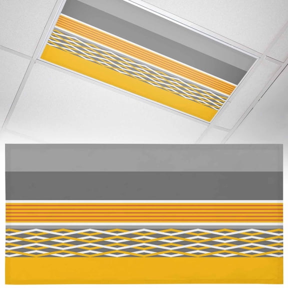 1 Pack Modern Style Fluorescent Light Covers for Ceiling Lights Yellow White Diamond Red Stripes Black Gray Rectangle Magnetic Ceiling Light Covers Overhead Light Filters for Office Classroom Home