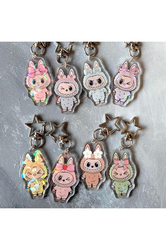 1 Pack Monster Doll Keychain: Holographic Kawaii Animal Keychains