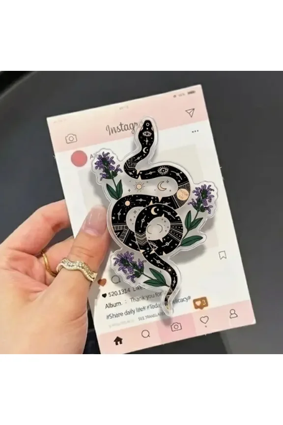 1 Pack Moon Floral Snake Magnetic Phone Grip, Horror Aesthetic Magnetic Phone Holder, Kawaii Scary Fan Gift, Accessories