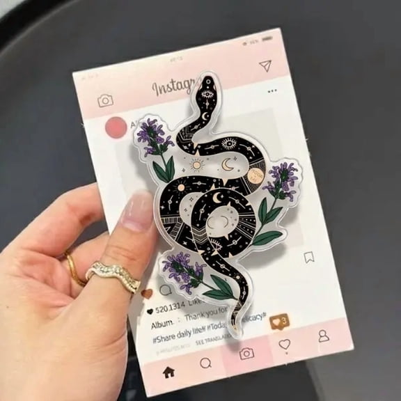 1 Pack Moon Floral Snake Magnetic Phone Grip, Horror Aesthetic Magnetic Phone Holder, Kawaii Scary Fan Gift