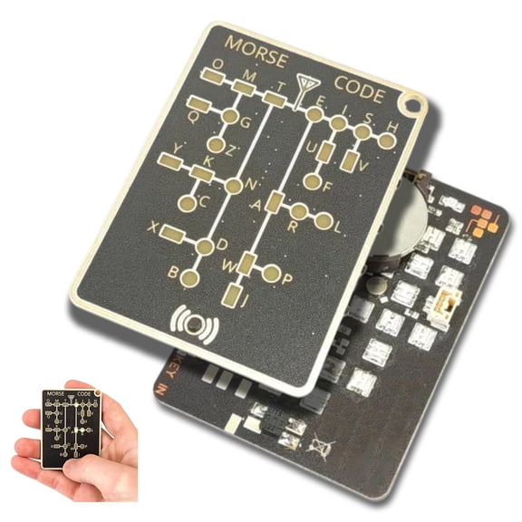 1 Pack Morse Code Trainer Card Pro (LED Edition)  Interactive LED Morse Code Learning Tool, Professional PCB Style, Morse Code Training Device, Real Time Decoding Trainer Card