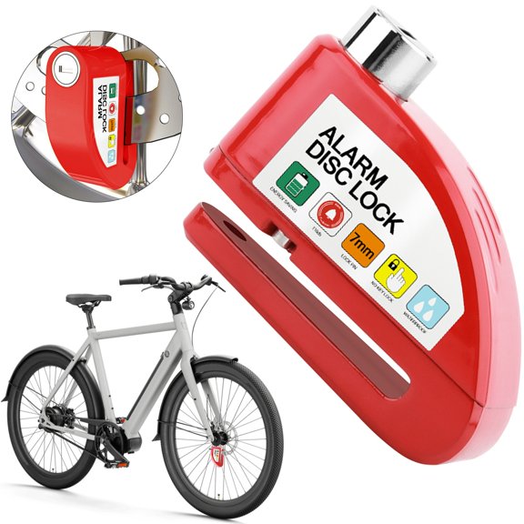 1-Pack Motorcycle Disc Lock, Ultra Strong Theft-Resistant Brake Lock for Road Scooter Outdoor Riding, Scratch-Resistant Portable Security Device, Bright Red High Visibility for Safety, By Harlik
