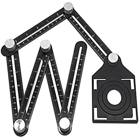 1 Pack Multi Angle Measuring Ruler, Alloy Multi-Function Angle Ruler,6 Section Ceramic Tile Opening Locator, Angle Measurement Tool,Band Hole Locator