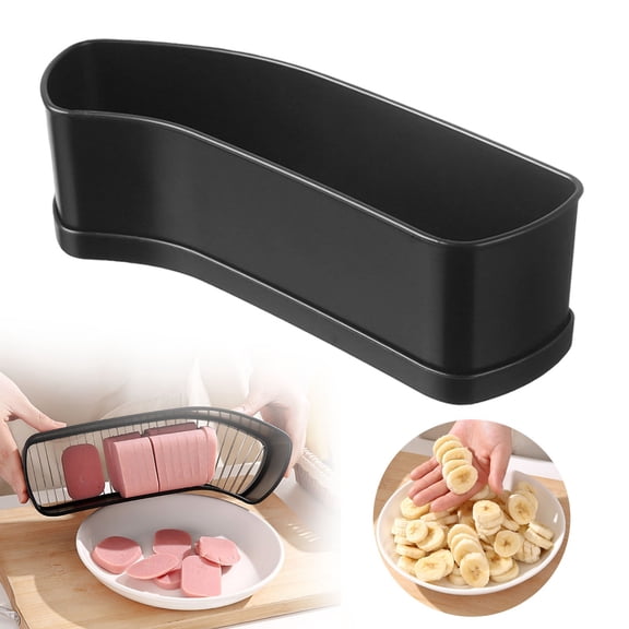 1 Pack Multi-Purpose Food Slicer, Extra Large Slicer with Stainless Steel Blades, Cutter for Boiled Eggs, Fruits, Soft Cheese, and Hot Dogs, 26.5x7.7 cm (Black)