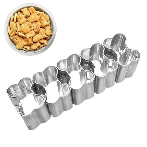 1-Pack Multi-Size Stainless Steel Bone-Shaped Cookie Cutter Set - Non-Stick Dough Cutter for Baking/Crafting (8.3cm to 12cm Sizes) - 5 Grids Bone