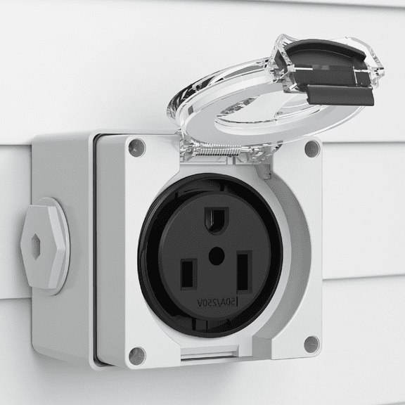 1-Pack NEMA 6-50R Outlet Box, 50 Amp 250V Weatherproof Power Receptacle for EV , Welder and Generator