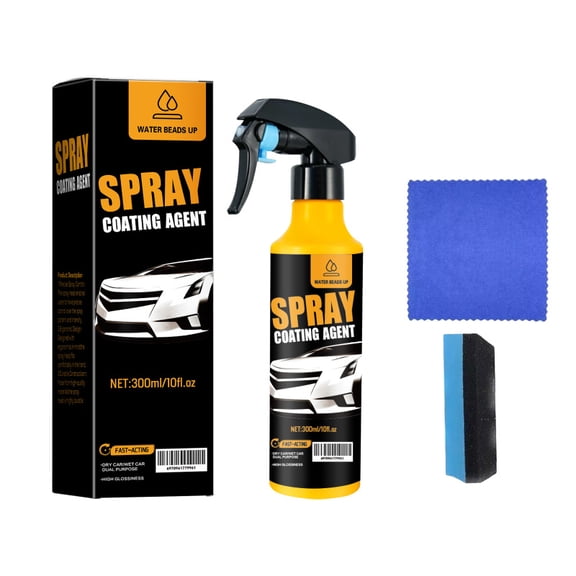 1-Pack Nano Hydrophobic Ceramic Coating, 300ml Car Coating Spray Kit,Easy-to-Spray Auto Paint Protection, Includes Microfiber Cloth for Vehicle Shine & ProtectionEquipped with cloths and towels