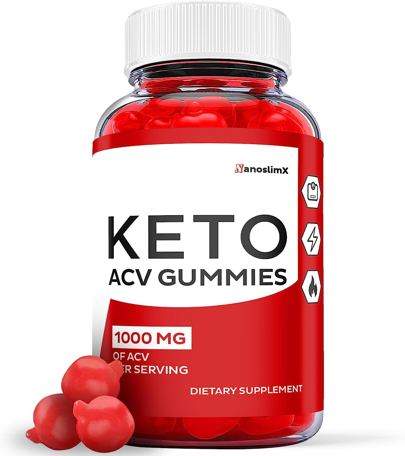 (1 Pack) Nano Slim X Keto ACV Gummies - Supplement for Weight Loss - Energy & Focus Boosting Dietary Supplements for Weight Management & Metabolism - Fat Burn - 60 Gummies