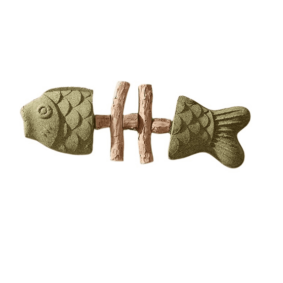 1 Pack Natural Fishbone Cat Dental Toy with Catnip and Silvervine, Interactive Chew Toy for Cats Teeth Cleaning