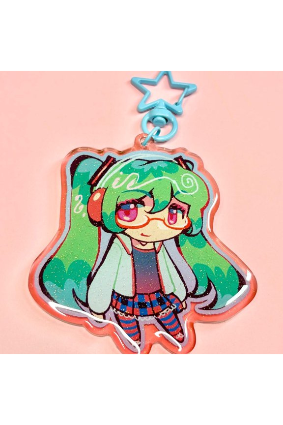 1 Pack Natural Virtual Pop Star Music Rhythm Game 3 Glittery Keychain Charm (1 keychain)
