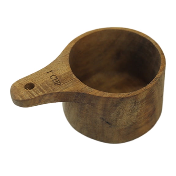1 Pack Natural Wooden Measuring Cup Hanging Hole Design for Dry Liquid Ingredients Flour Coffee Spices Kitchen Measuring Tool
