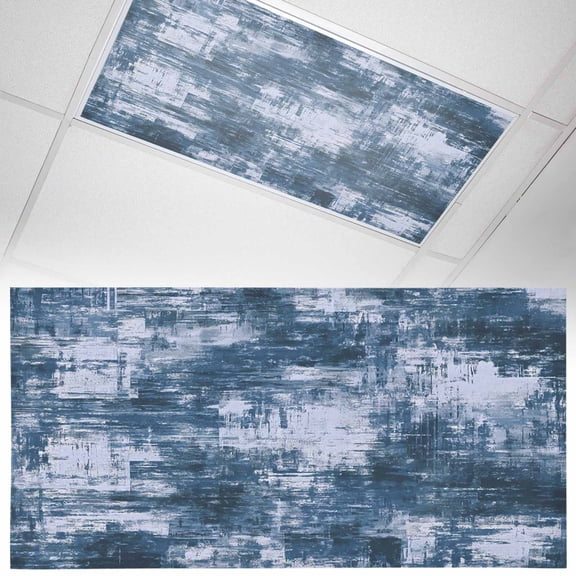 1 Pack Navy Blue Fluorescent Light Covers for Ceiling Lights Modern Abstract Gradient Blue Geometric Texture Magnetic Ceiling Light Covers Overhead Light Filters for Office Classroom Home