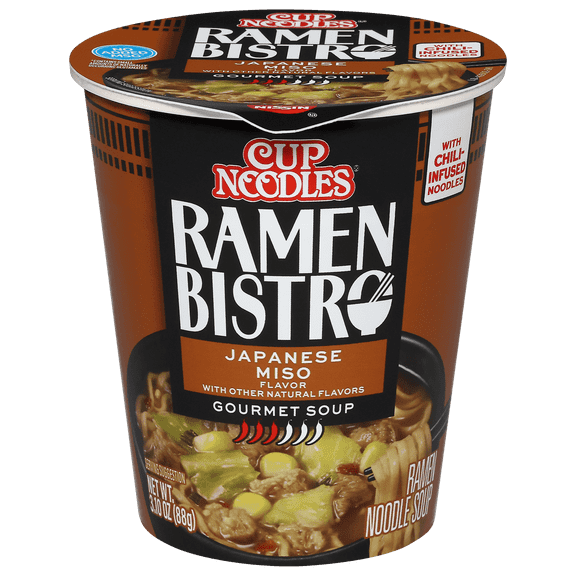 ( 1 Pack) Nissin Cup Noodles Ramen Bistro Ramen Noodle Soup, Japanese Miso Flavor, 3.10 oz Cup, Shelf-Stable